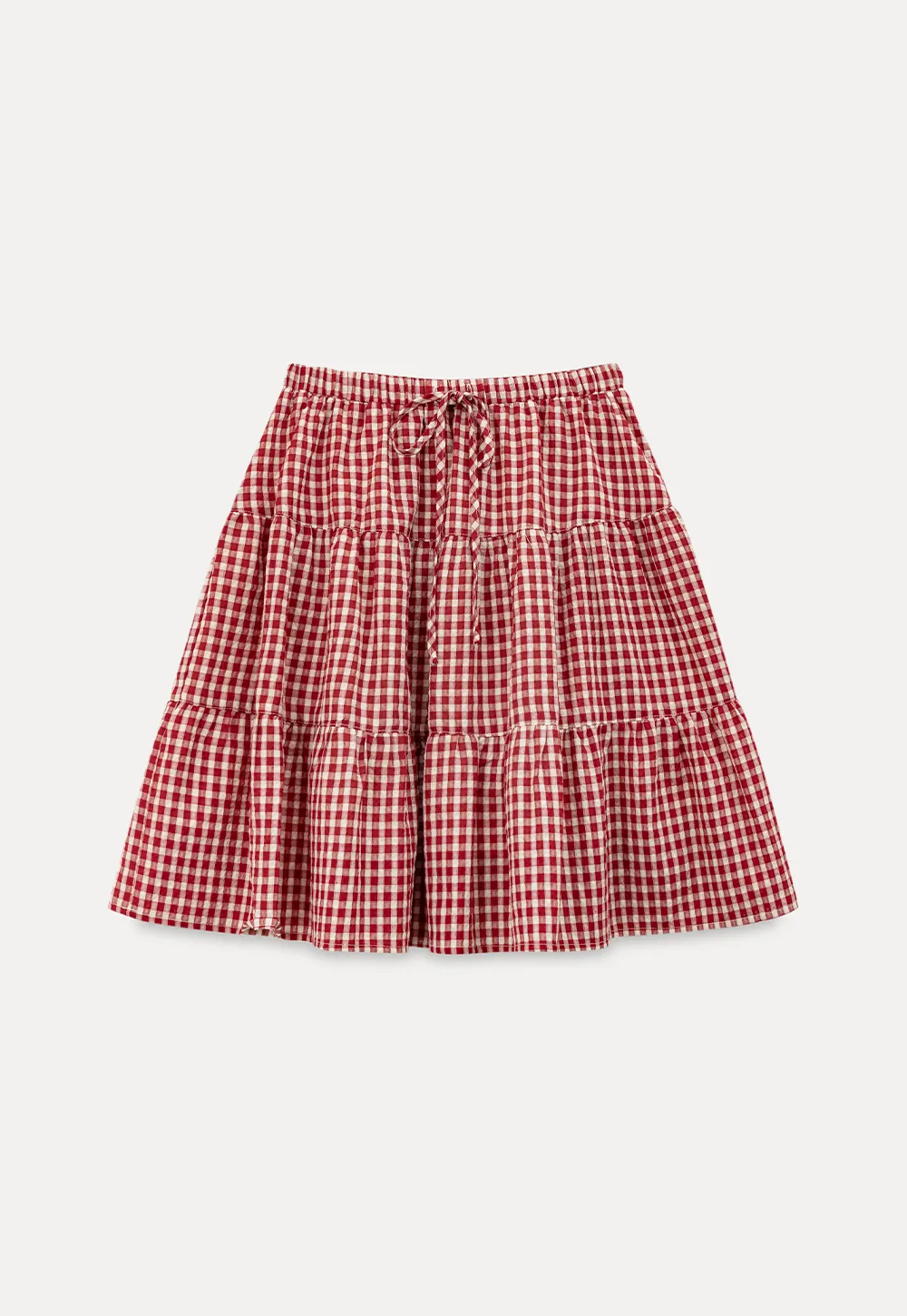 Gingham Pattern Tiered Skirt