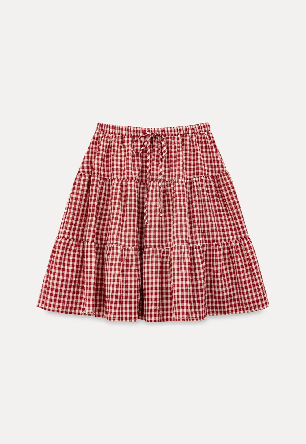 Gingham Pattern Tiered Skirt