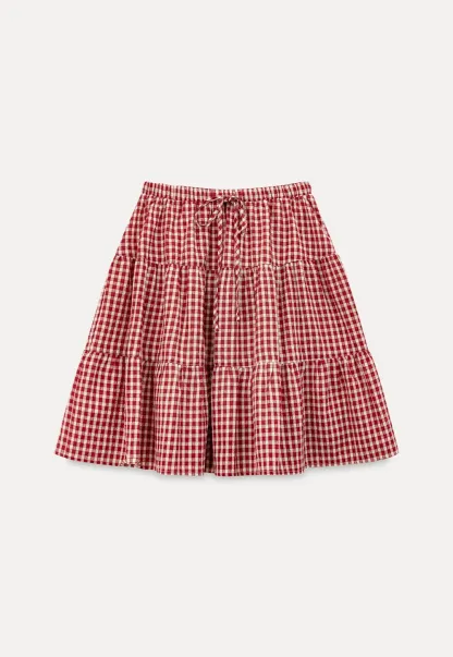 Gingham Pattern Tiered Skirt