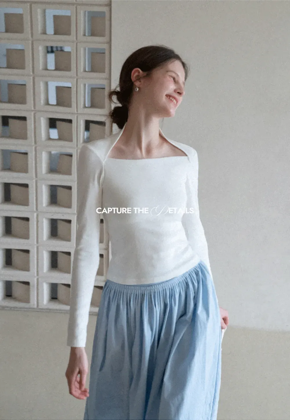 square neck long sleeve top fitted design women's t shirt