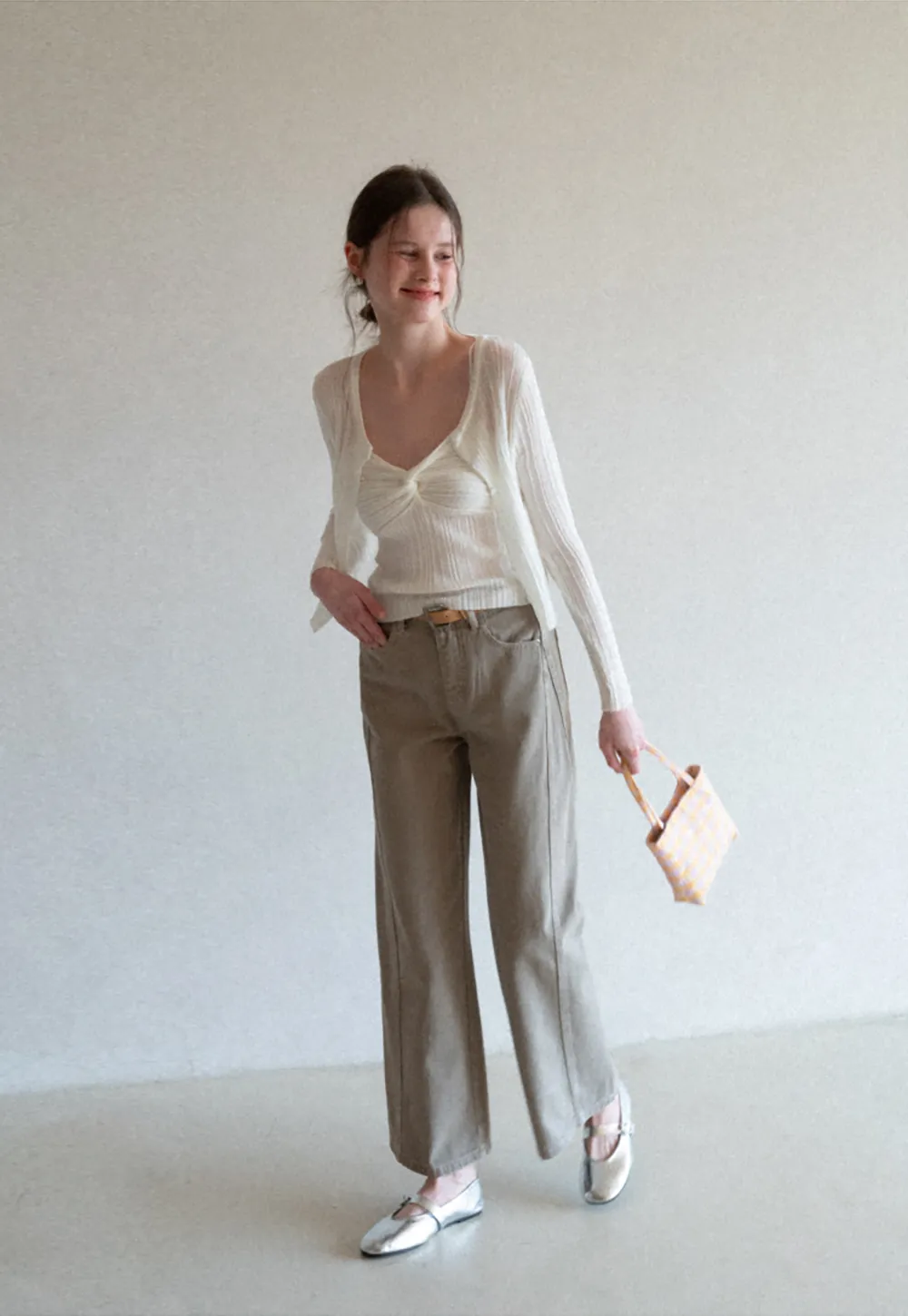 Wide leg high waist denim pants with belt loops