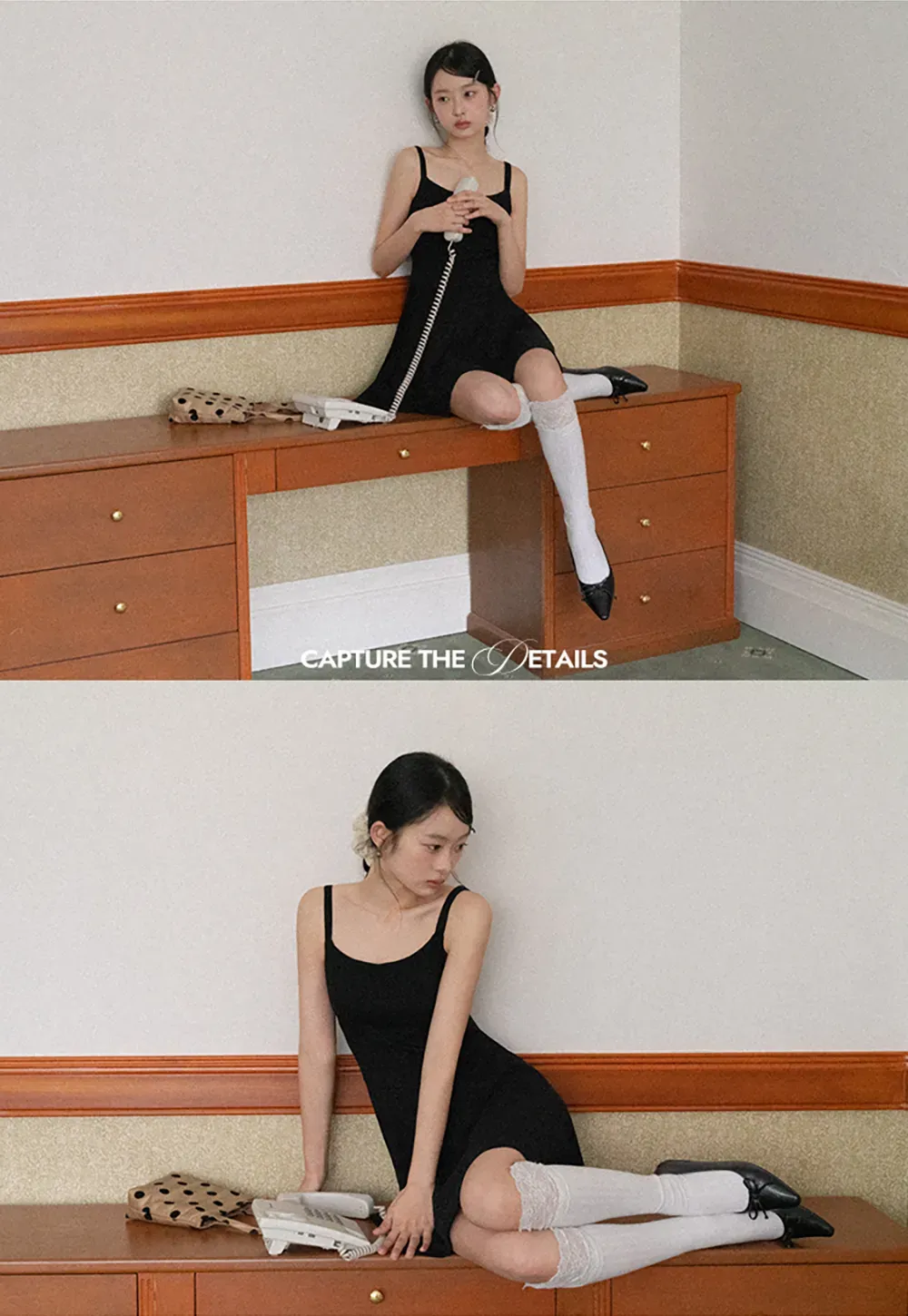 Sleeveless dress with thin straps and flared skirt