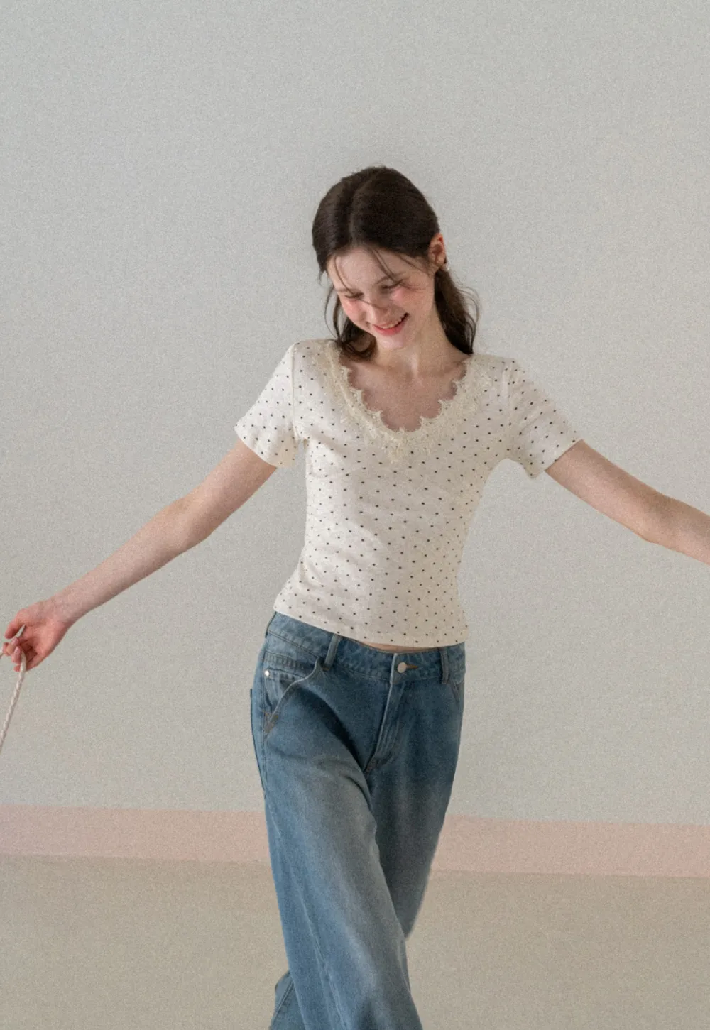 Polka Dot Short Sleeve T Shirt