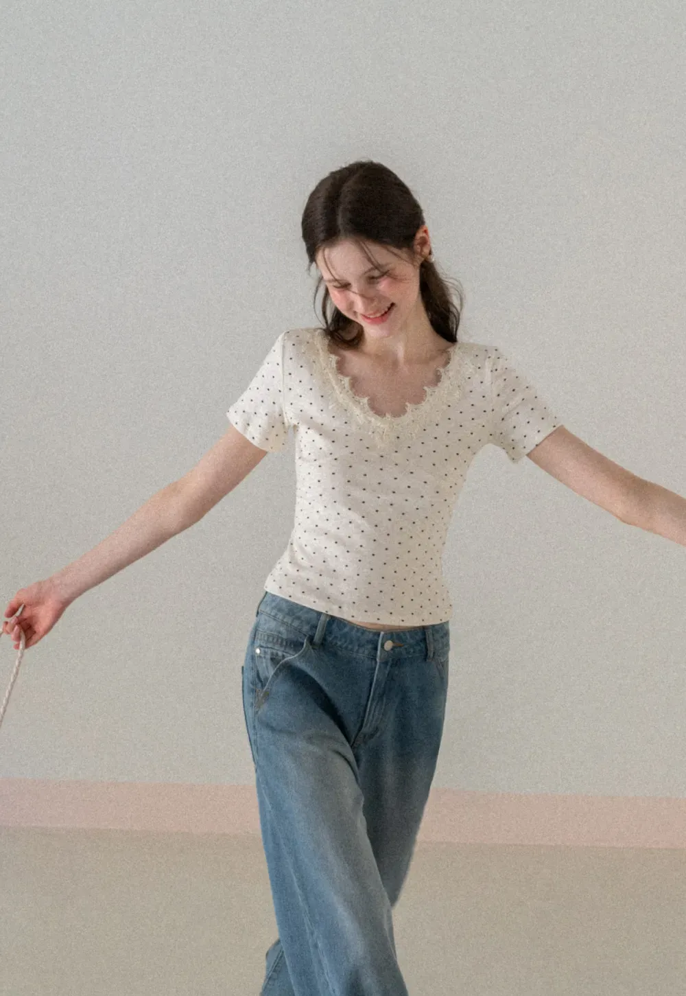 Polka Dot Short Sleeve T Shirt