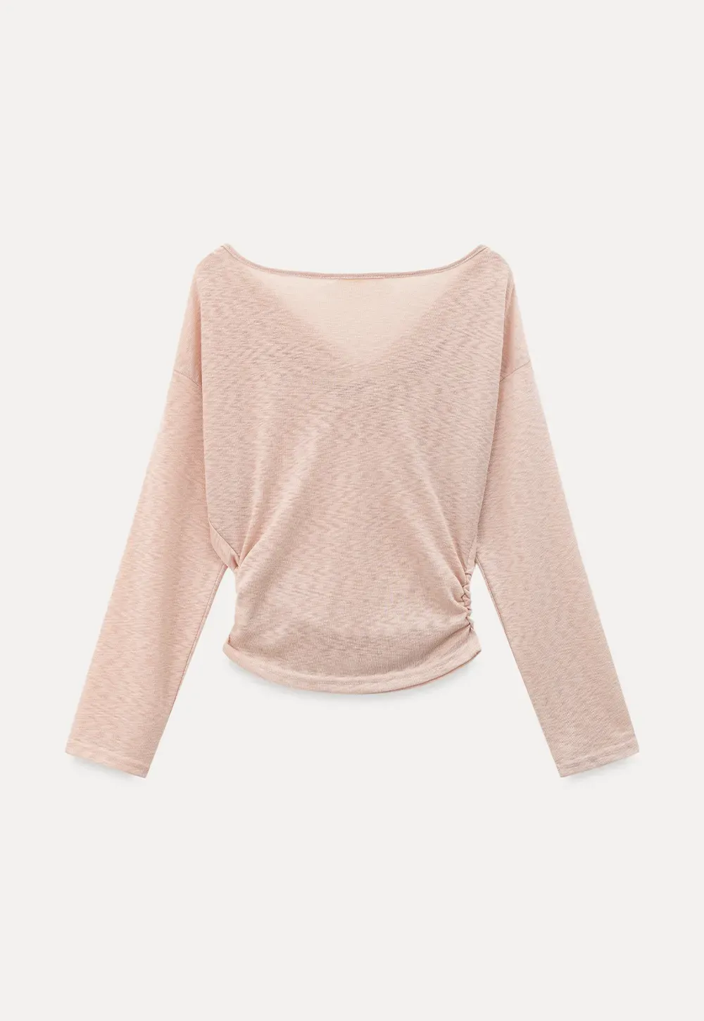 Long sleeve off shoulder draped knit top