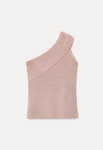 Asymmetrical Ribbed Knit Sleeveless Top