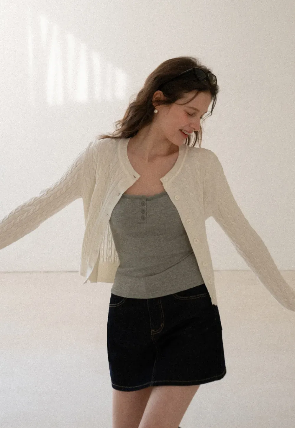 Lace Trim Button Front Tank Top