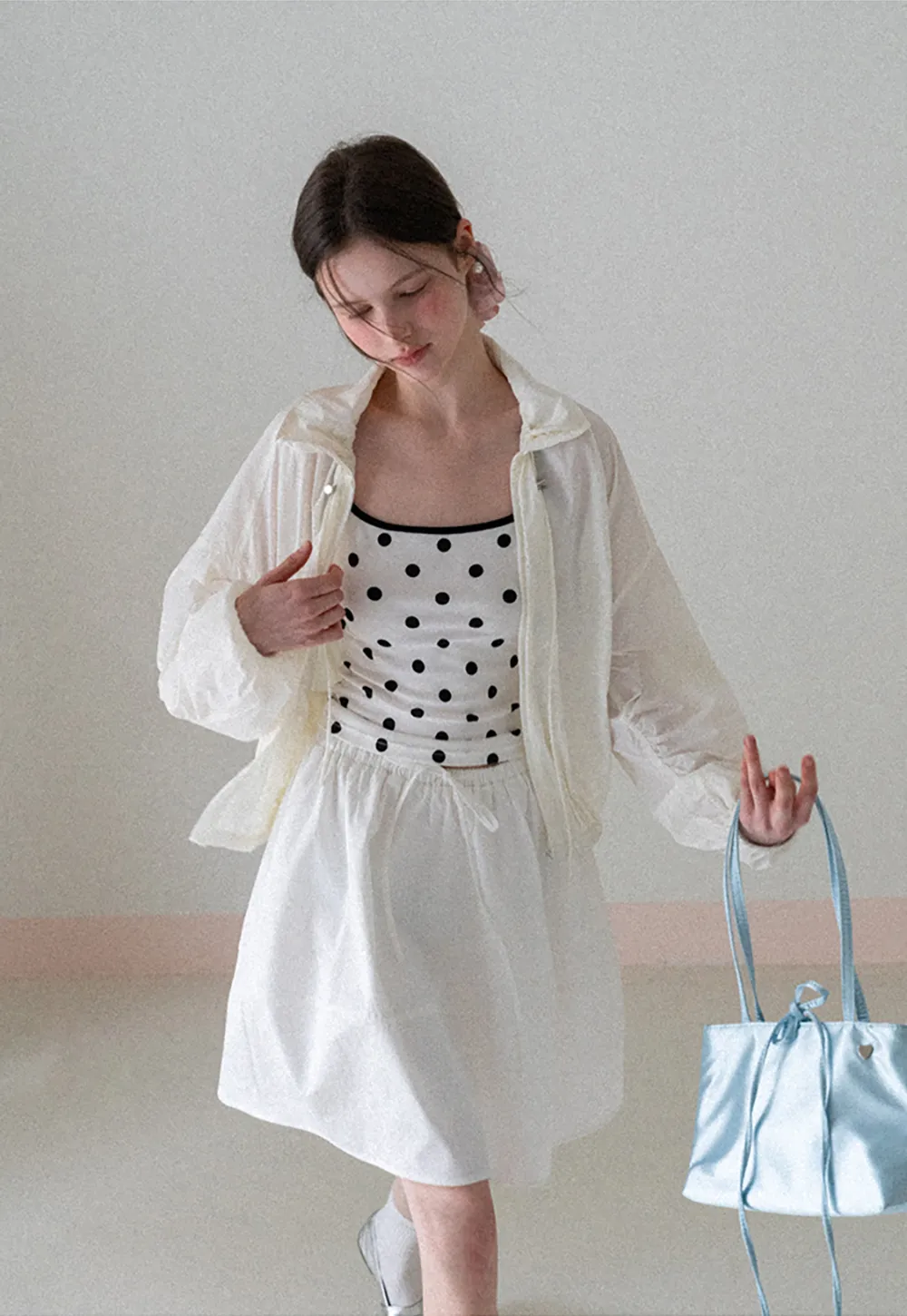 Polka Dot Tank Top with Thin Straps