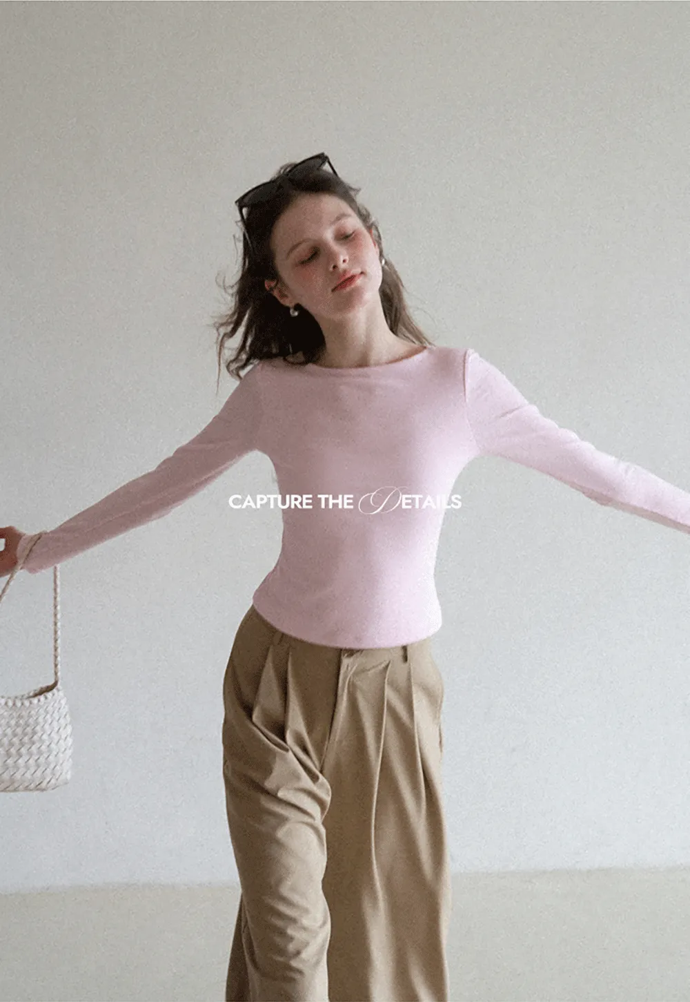 long sleeve boat neck slim fit top