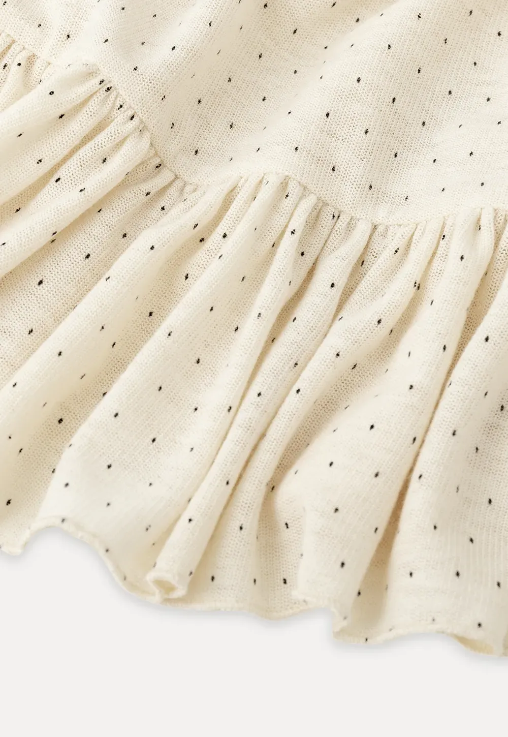 floral dot long sleeve top with ruffle hem