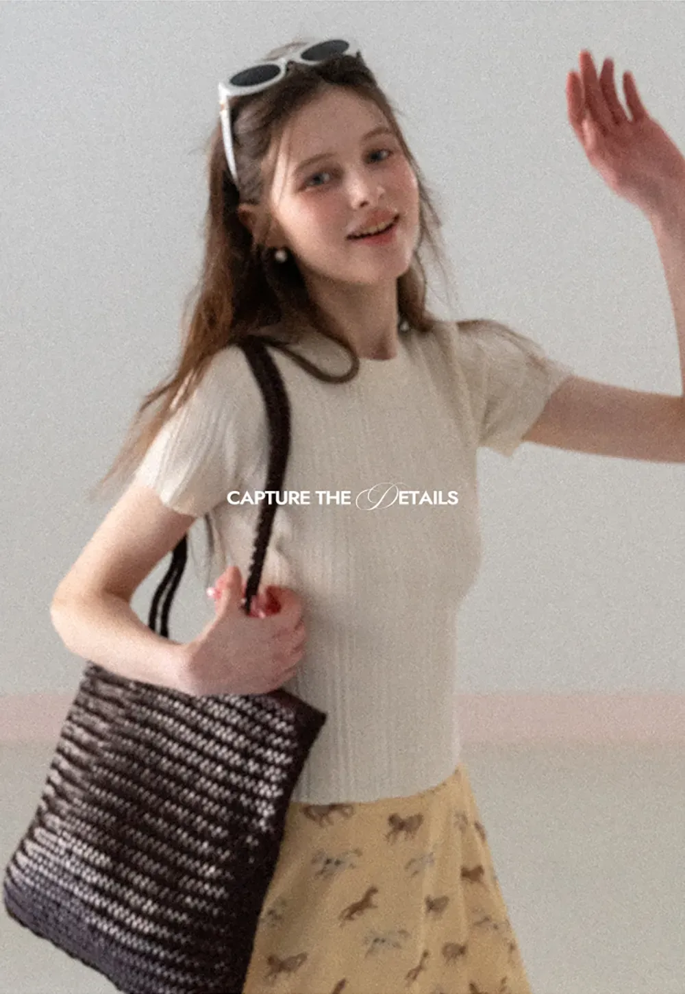 Ribbed Knit Short Sleeve Crew Neck Sweater