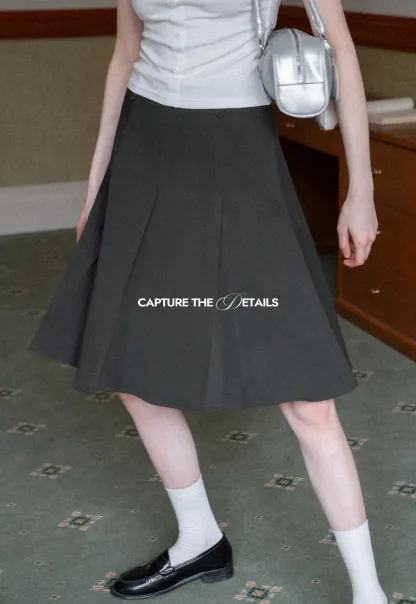 Pleated A-line Skirt with Waistband