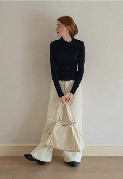 Turtleneck Sweater Long Sleeve Knitwear Women's Fitted Top