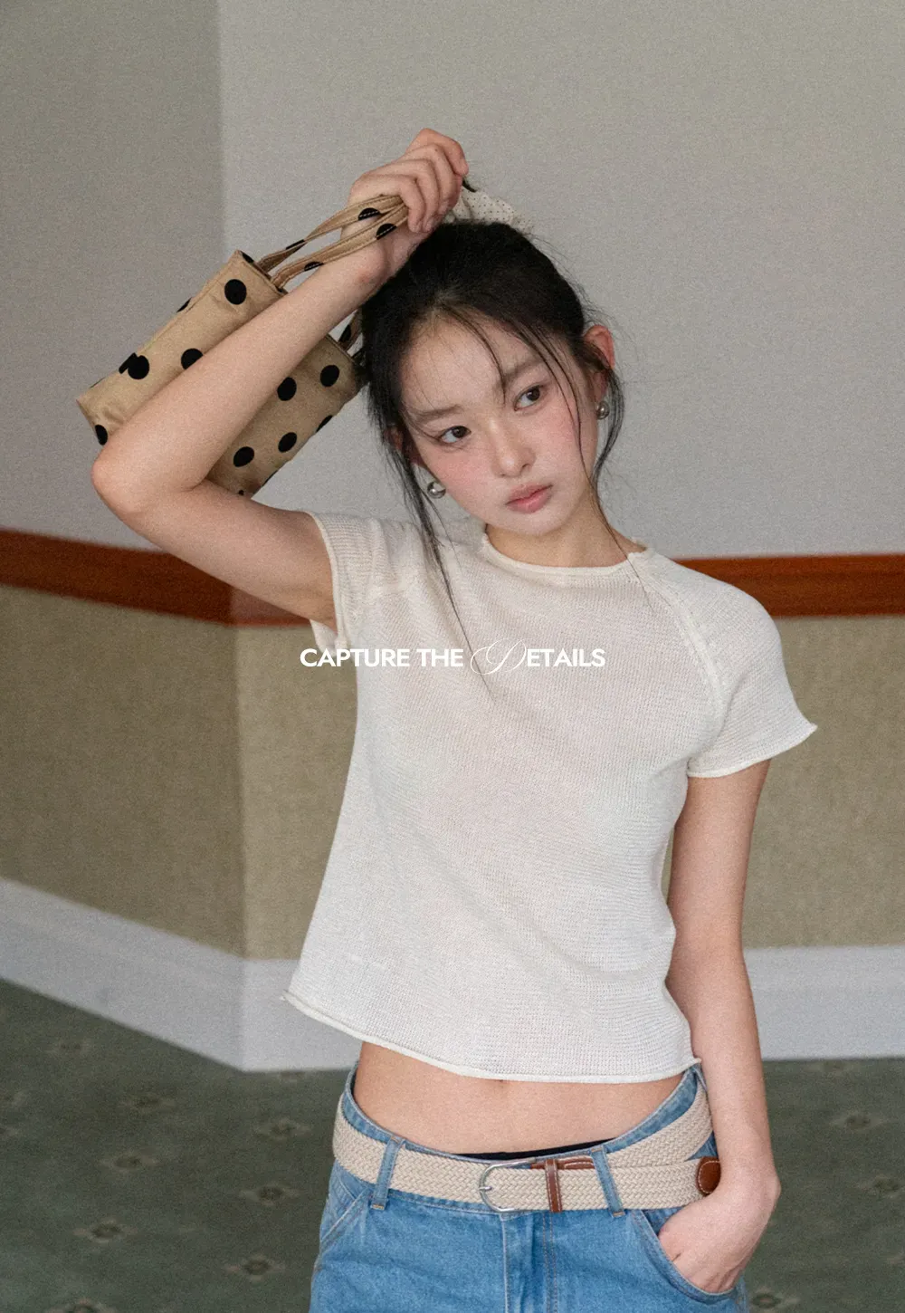 Short Sleeve Ribbed Knit Top with Raglan Sleeves