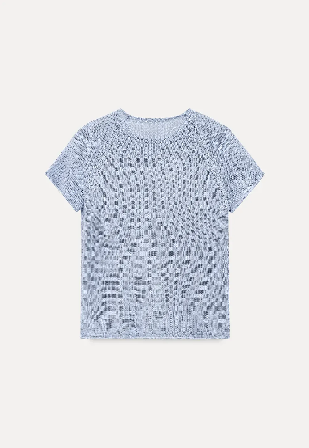 Short Sleeve Ribbed Knit Top with Raglan Sleeves