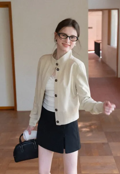 Plaid Skirt with Front Slit