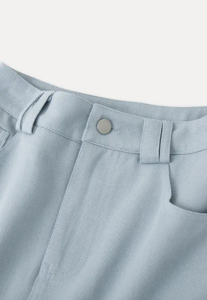 A-line mini skirt with front zipper and belt loops