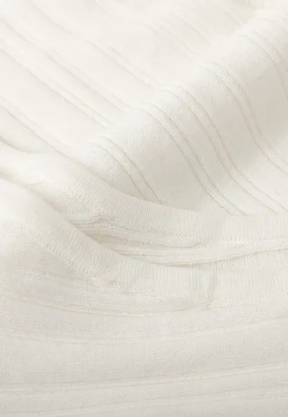 Ribbed knit sweater with wide neckline and long sleeves