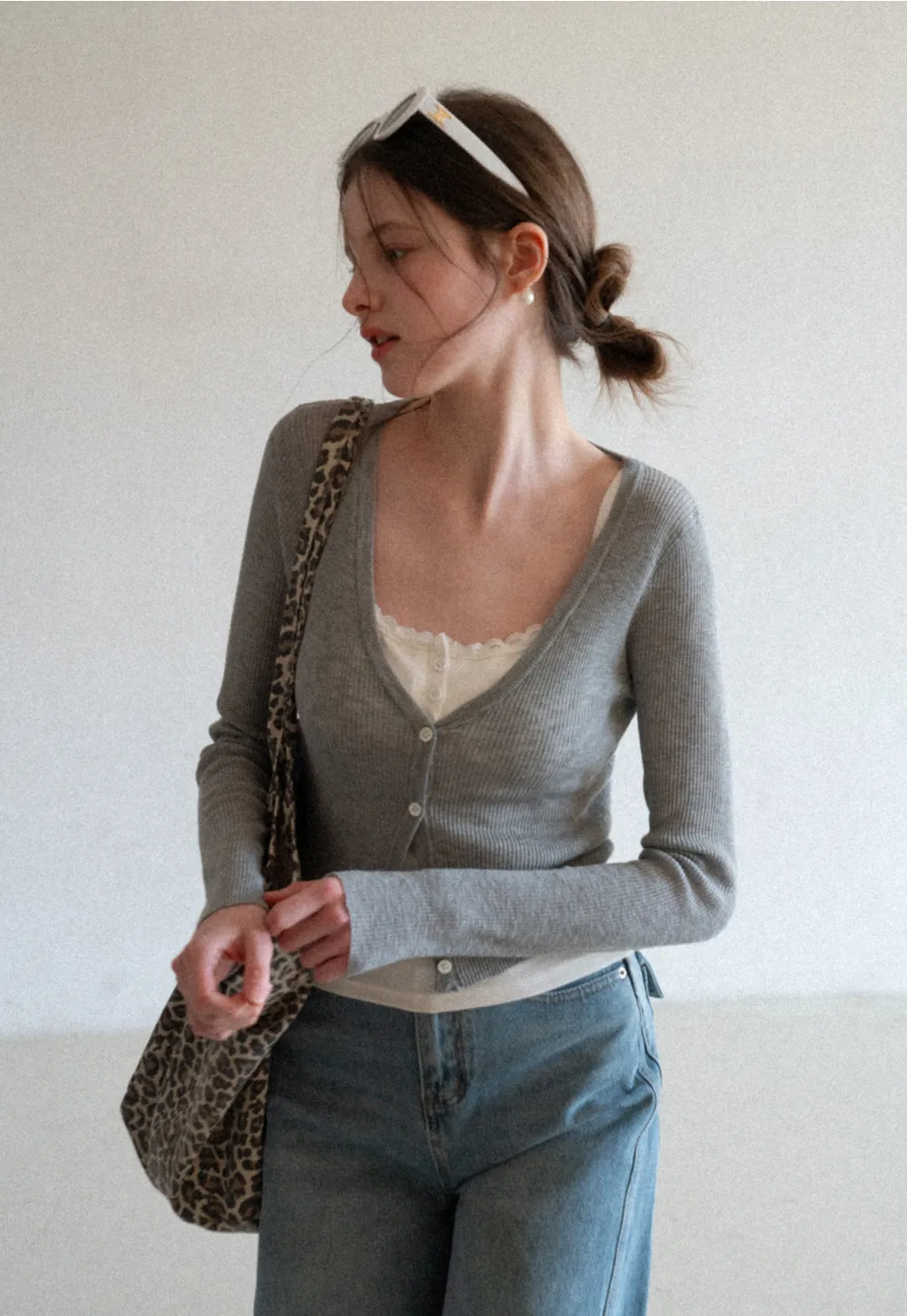 Lightweight Ribbed Knit Cardigan with Open Front