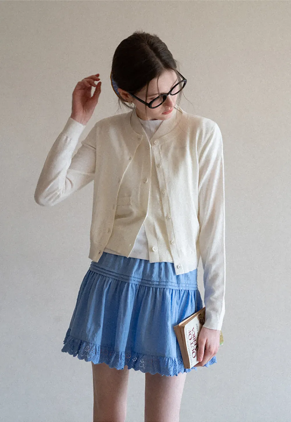 Knitted Vest with Button Closure and Embroidery