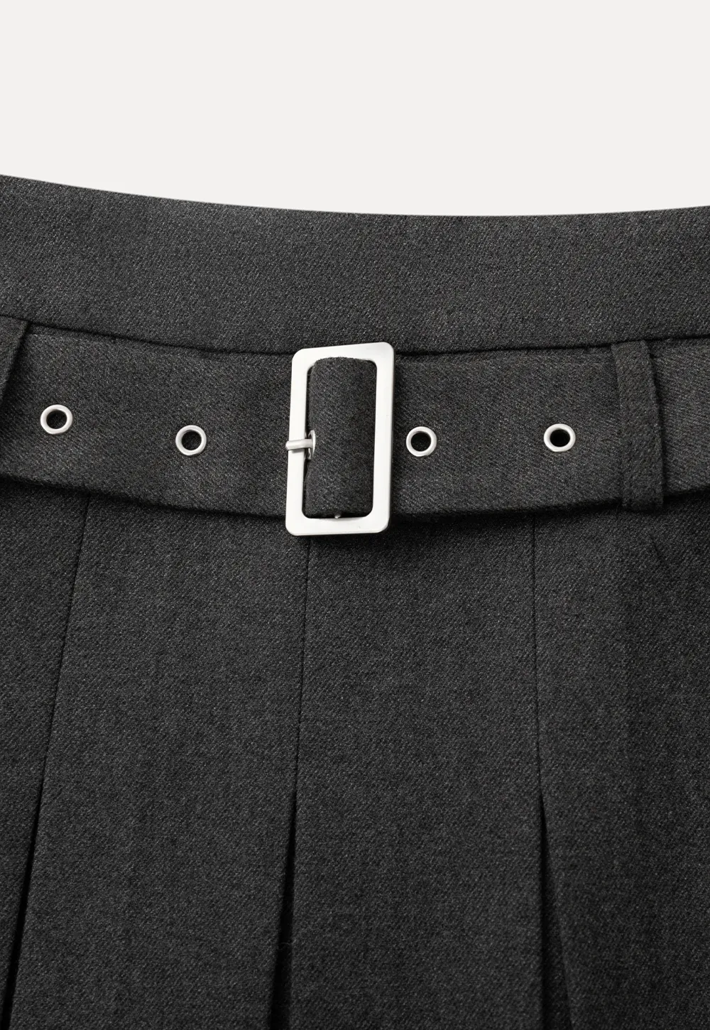 Pleated A Line Skirt with Belt Detail