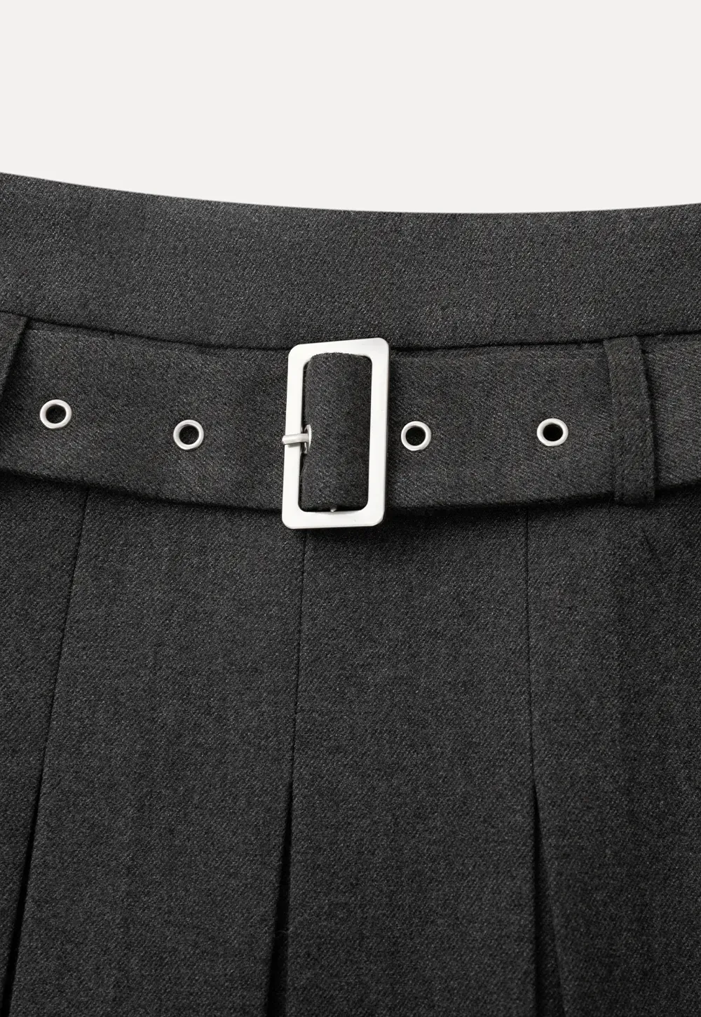 Pleated A Line Skirt with Belt Detail
