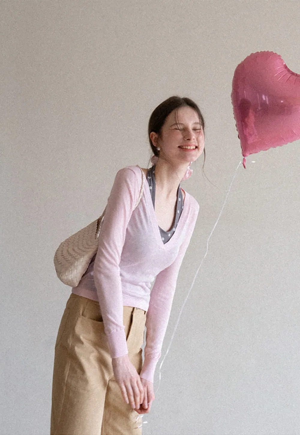 Woolen Knit Sweater and Polka Dot Tank Top