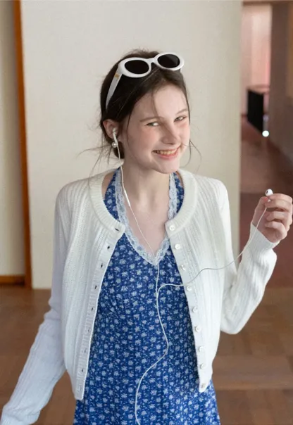 Ribbed Knit Cardigan with Button Closure