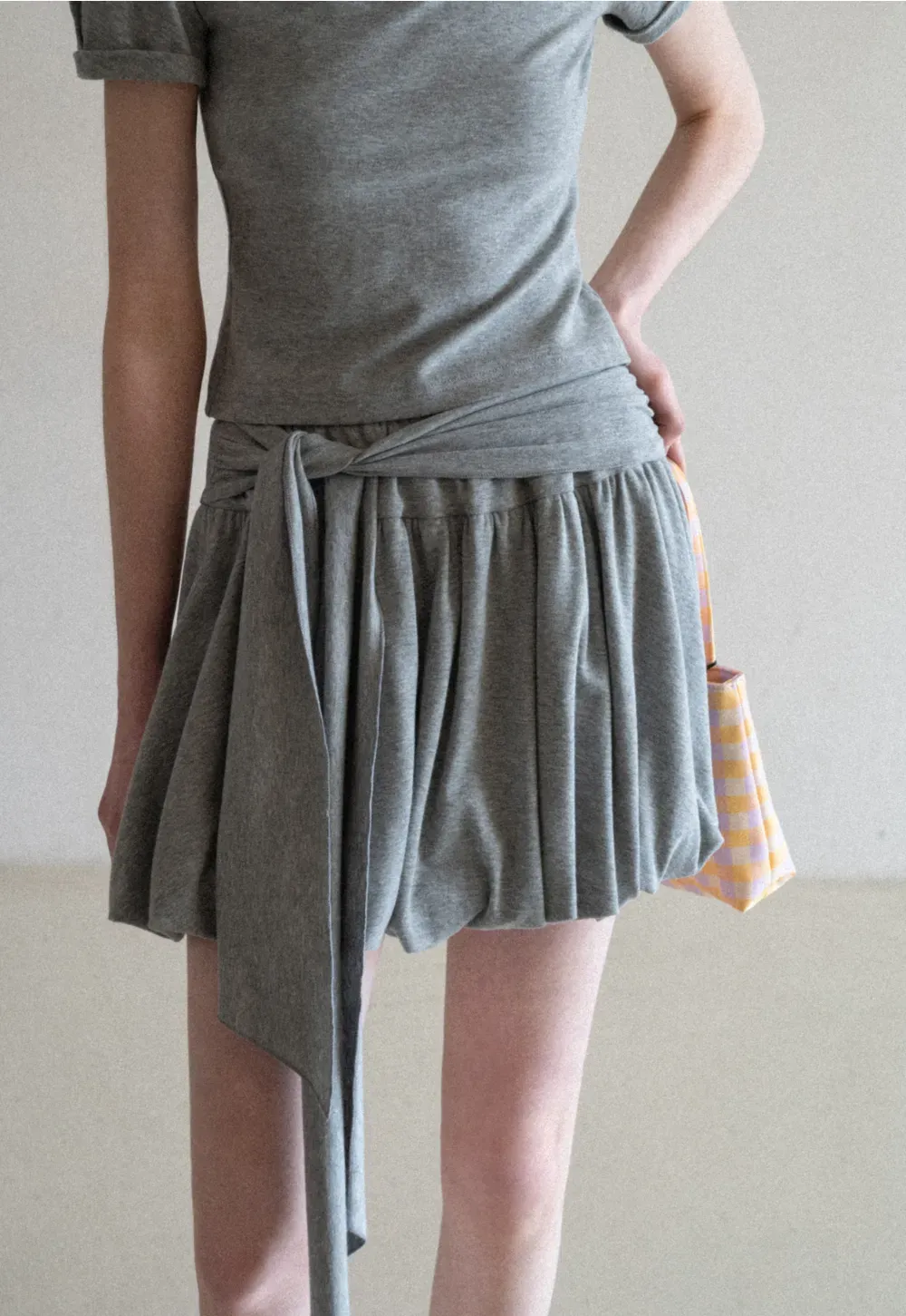 Polo collar short sleeve top with pleated skirt