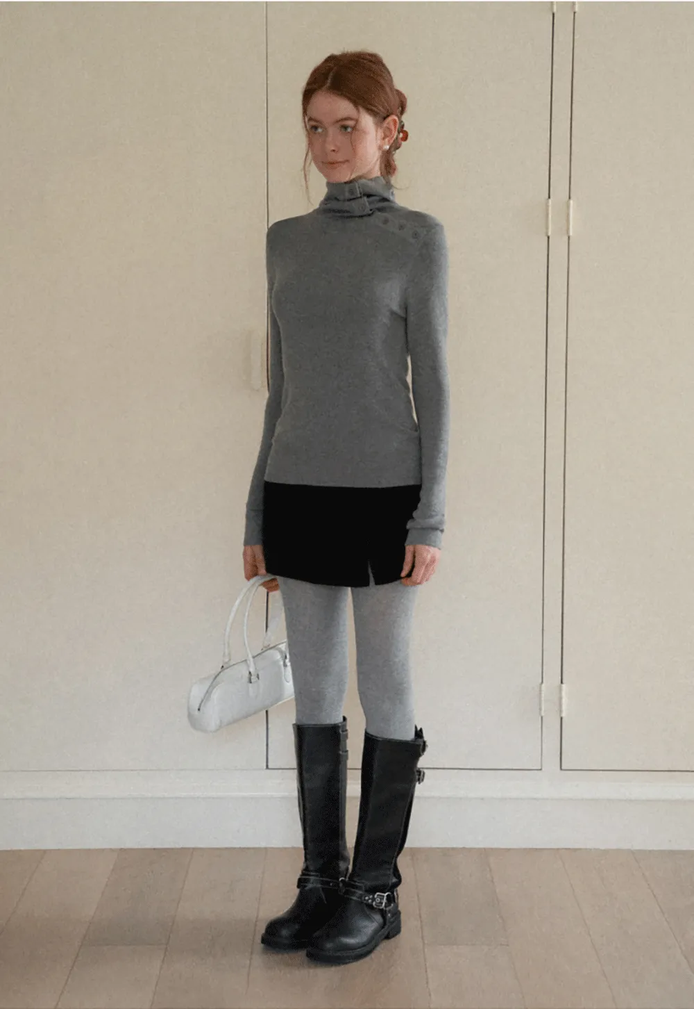 Turtleneck Sweater Long Sleeve Knitwear Women's Fitted Top