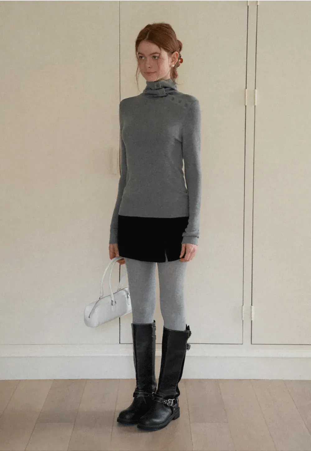 Turtleneck Sweater Long Sleeve Knitwear Women's Fitted Top