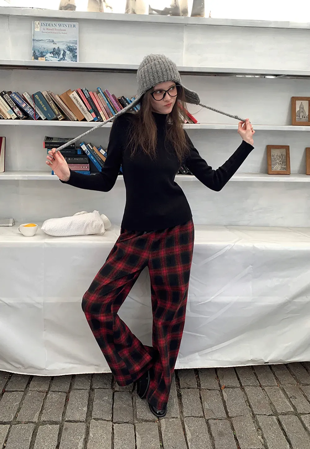 Elegant High Neck Knit Sweater with Button Detail Sleeve