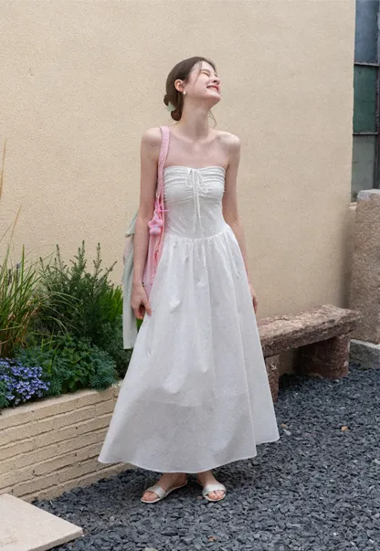 Strapless Maxi Dress with Front Bow Detail