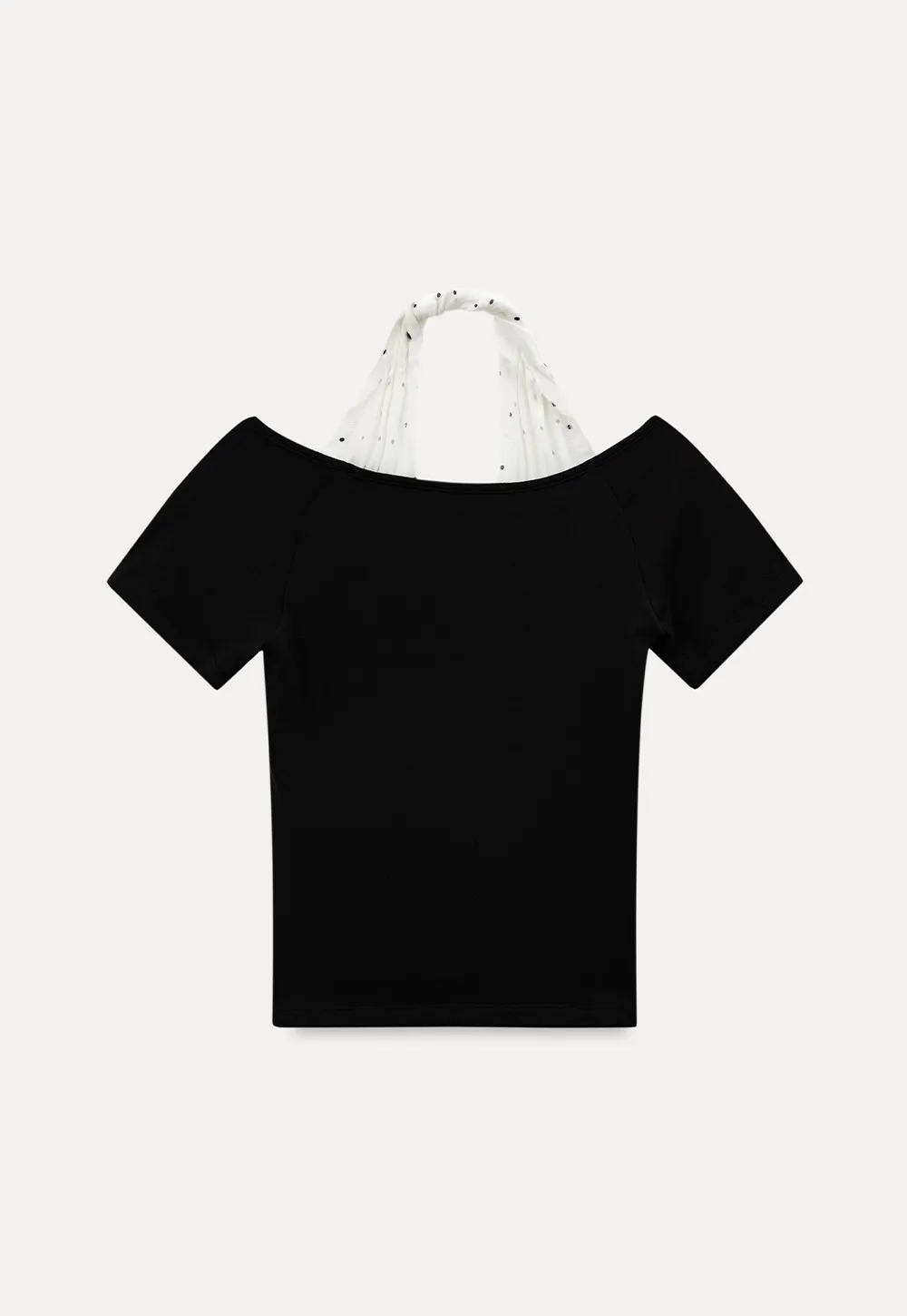 Off shoulder short sleeve top with halter neck detail
