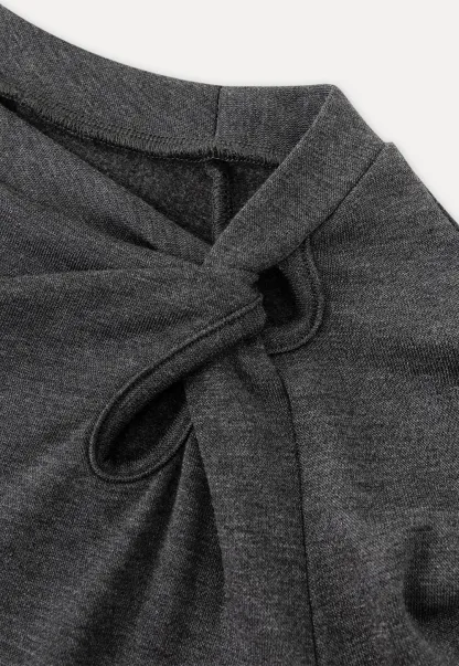 Women Gray Knot Detail Long Sleeve Top