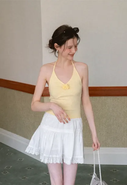 Striped cardigan with buttons and V neck tank top