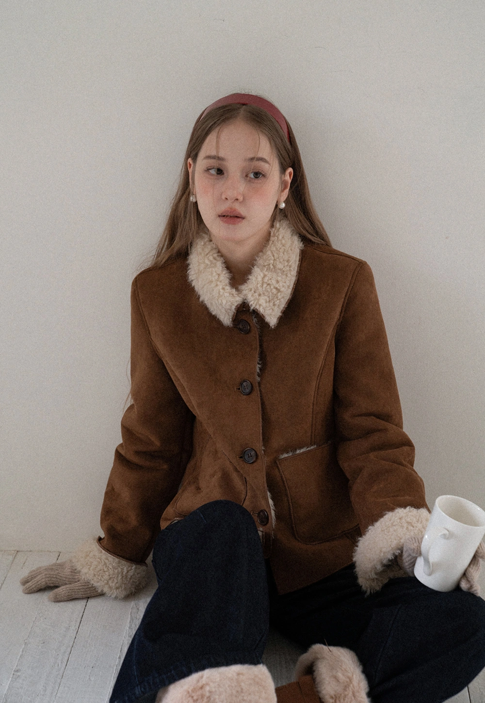 Women Fashion Faux Suede Jacket