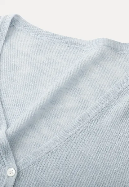 Lightweight Ribbed Knit Cardigan with Open Front