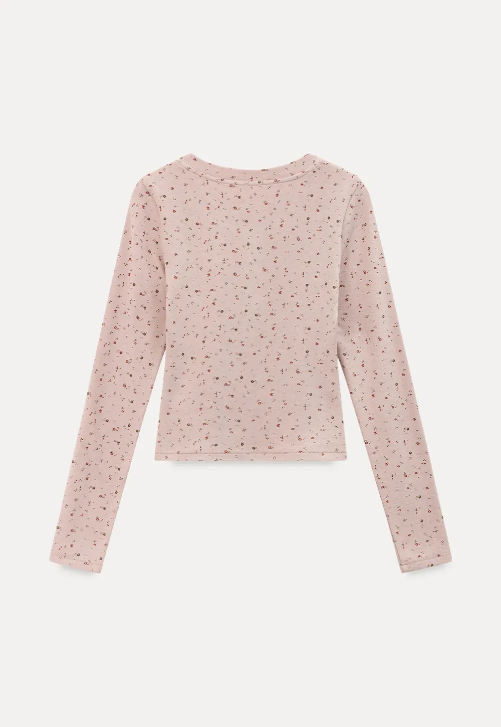 Long sleeve button front top with floral print