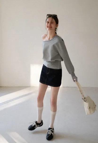 asymmetric sleeve casual sweater top