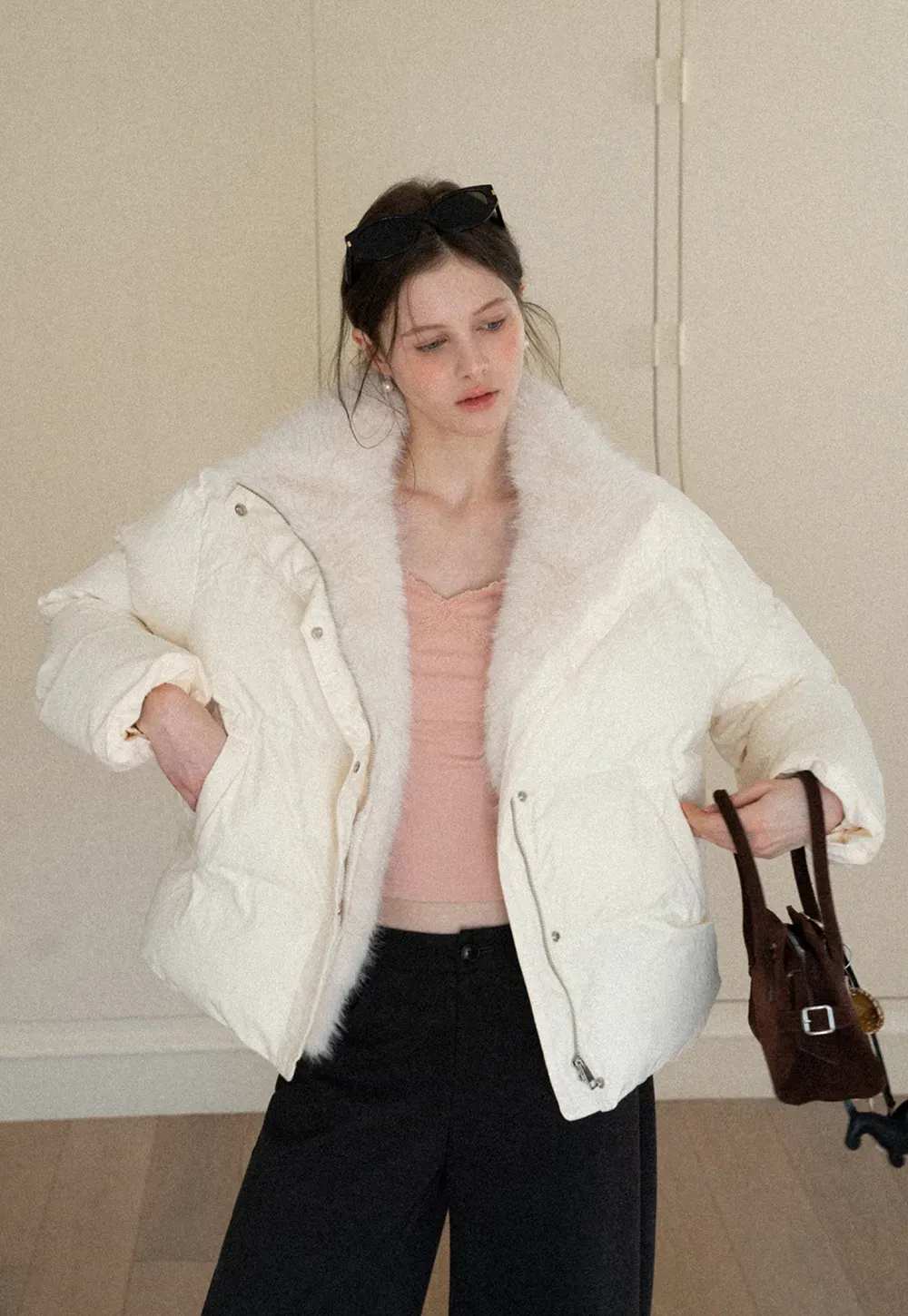 Fur Collar Puffy Short Jacket