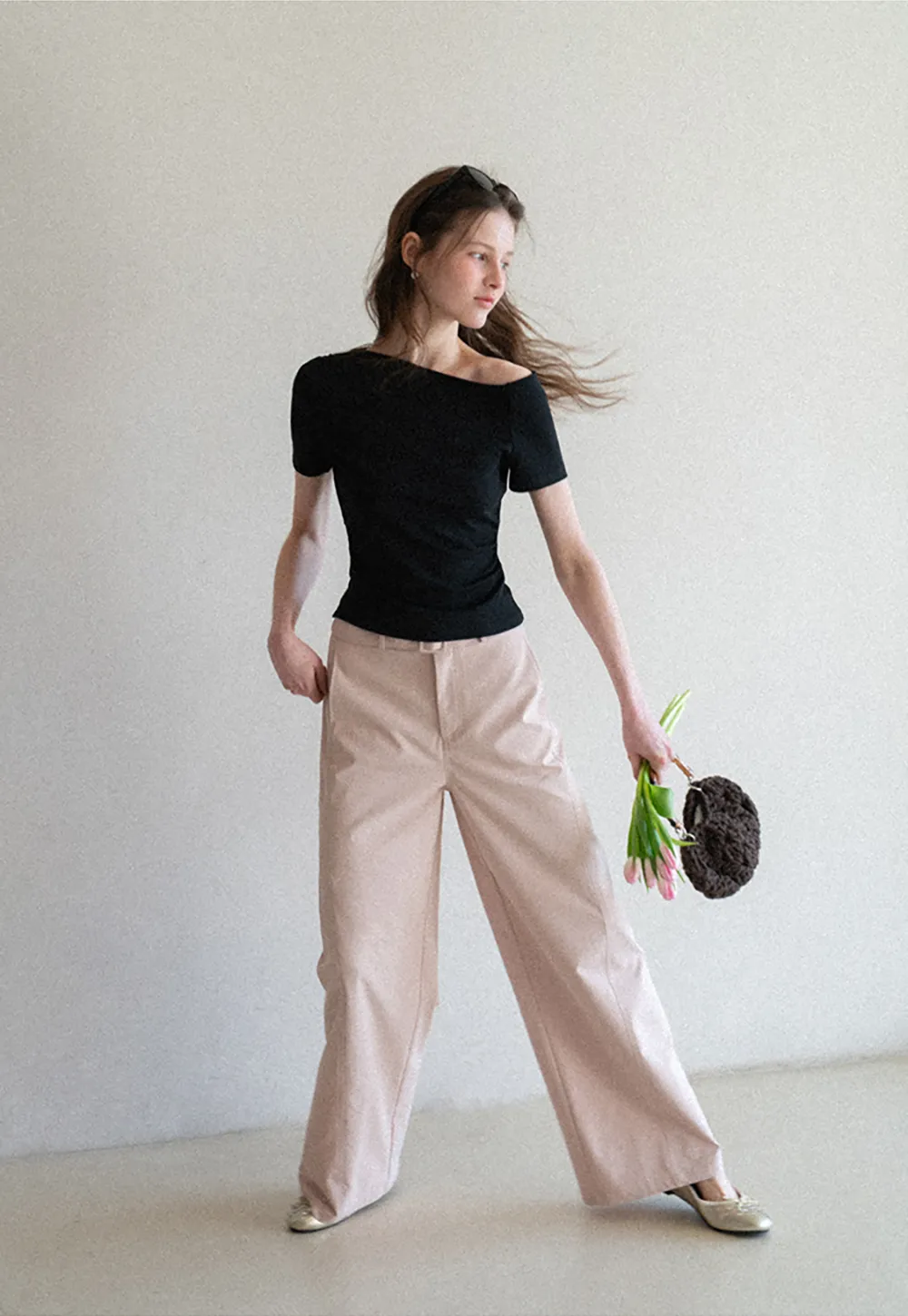 Wide Leg Casual Pants with Belted Waist