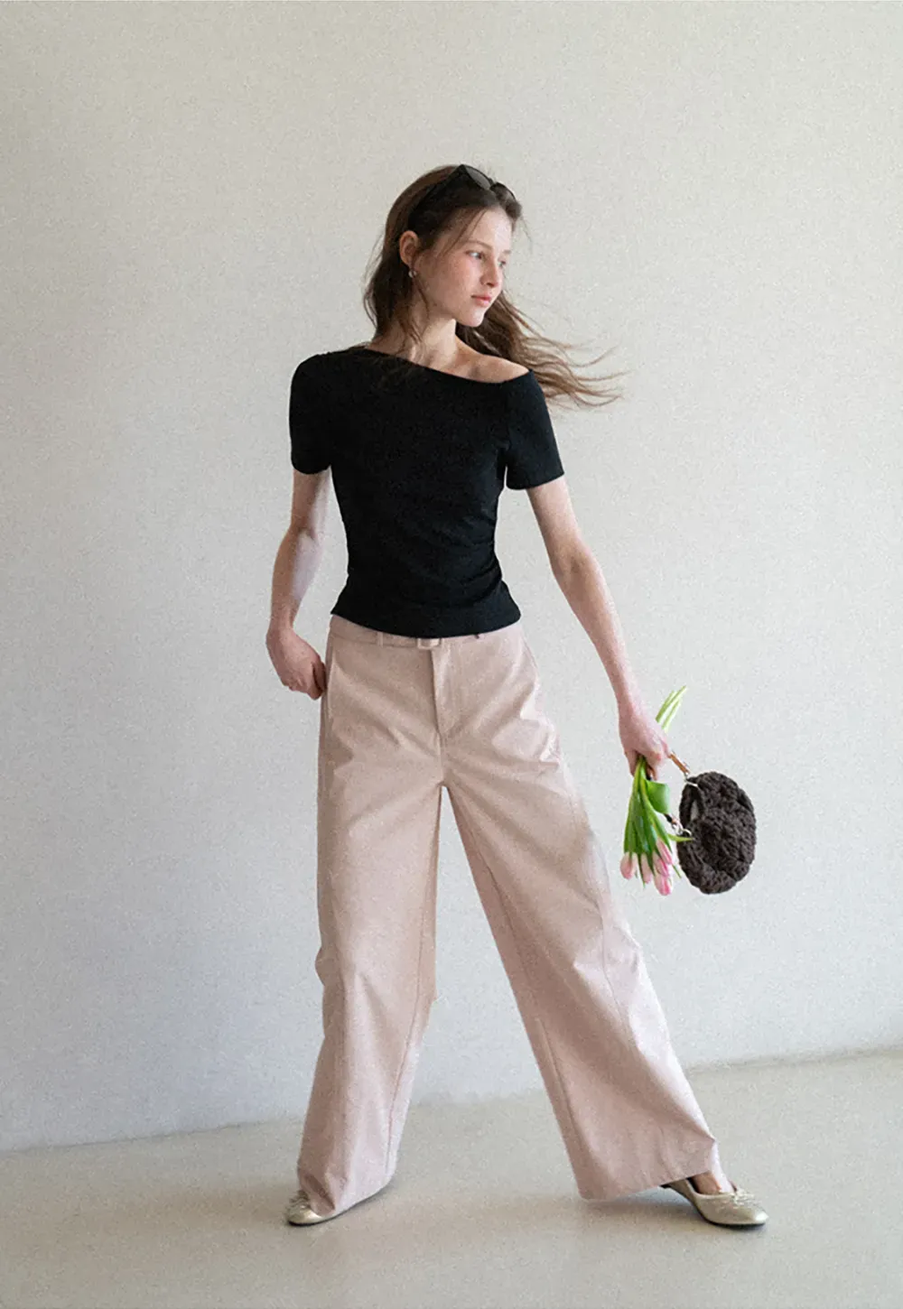 Wide Leg Casual Pants with Belted Waist