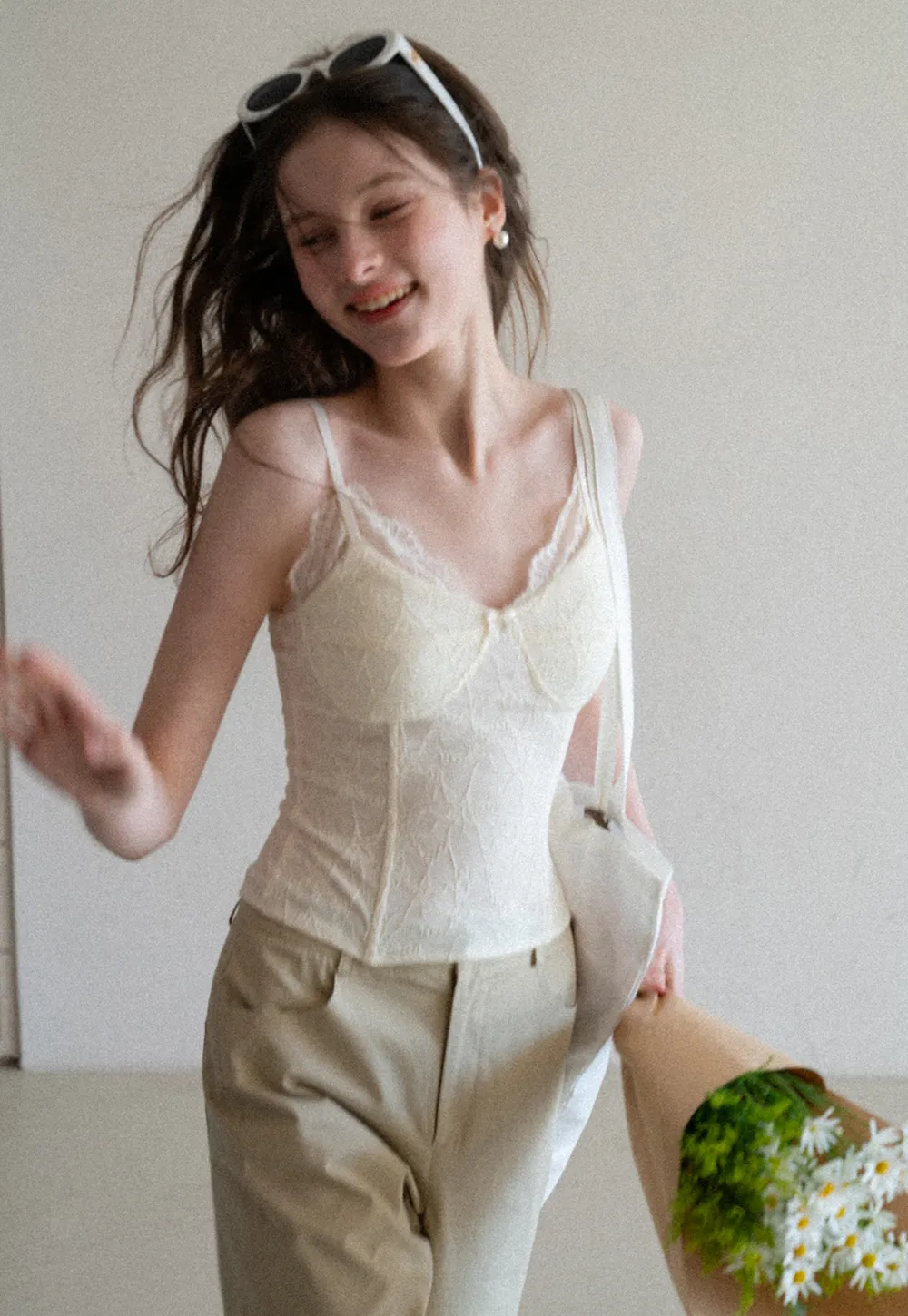 Lace Trimmed Corset Style Tank Top