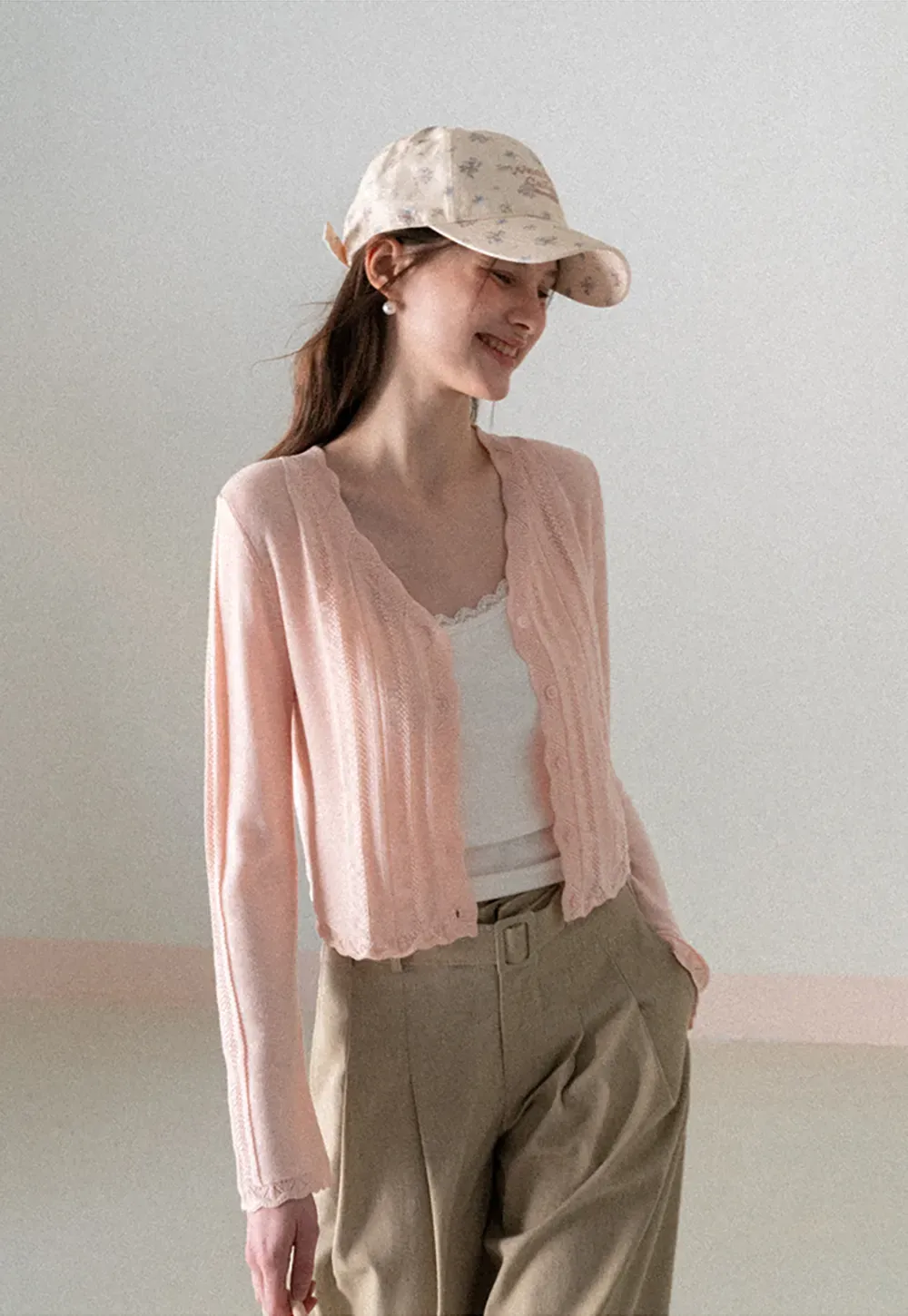 Long Sleeve Knit Sweater with Lace Trim