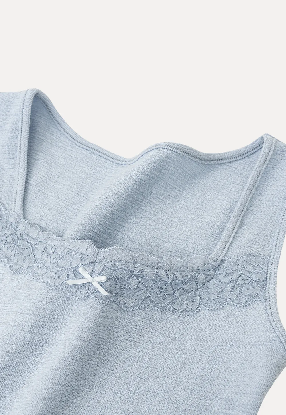 Lace Trimmed Sleeveless Top with Square Neckline