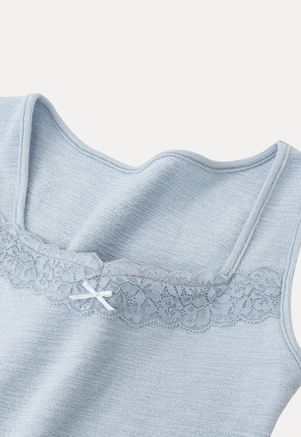 Lace Trimmed Sleeveless Top with Square Neckline