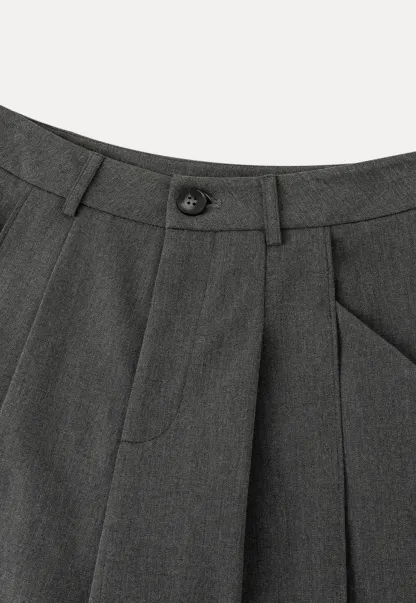 Wide Leg Casual Pants with Front Pleats