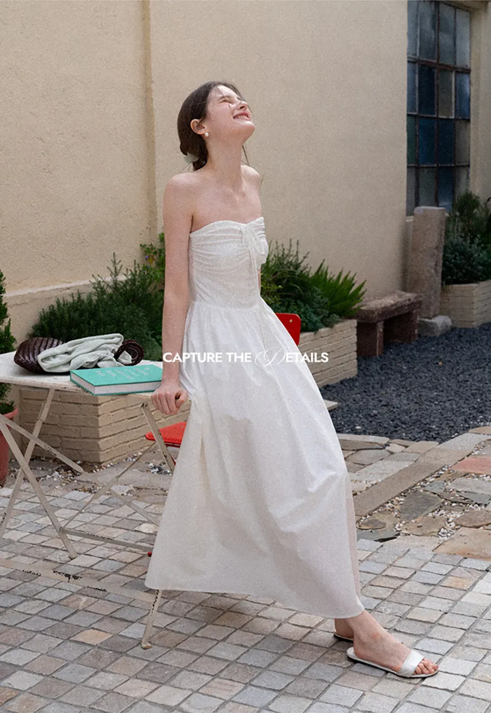 Strapless Maxi Dress with Front Bow Detail