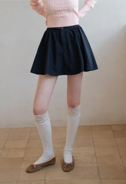 Pleated A-line Mini Skirt with Waistband